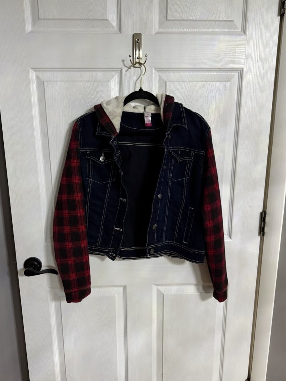 No Boundaries Denim Flannel Hoodie Jacket